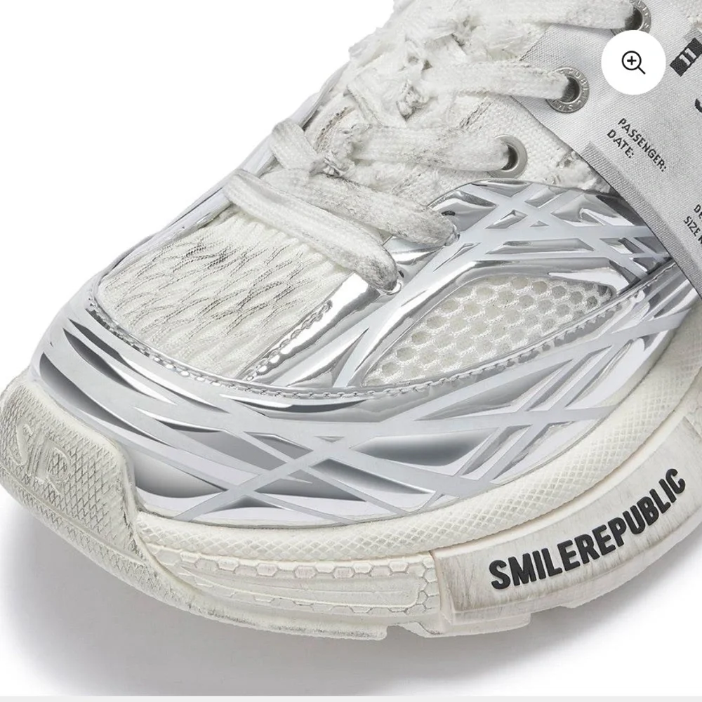 SMILEREPUBLIC Skyline Silver Mesh Chunky Sneakers Dirty size EU 40 US Women 9.5 - Picture 2 of 16